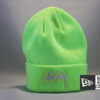 теплая зимняя шапка beanie stussy зеленая токсичная психаделик стасси