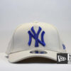 мужская женская кепка бейсболка new york new era бежевая с синим логотипом