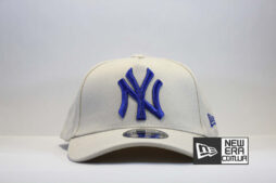 мужская женская кепка бейсболка new york new era бежевая с синим логотипом